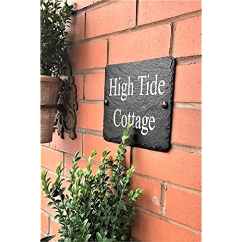Beautiful Slate House Sign 20cm x 20cm - 100% natural slate house numbers plaques, Best Ecological Sign option for door number plaques for wall or gates. House signs and plaques personalised for you Cover