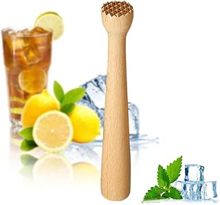IBLAY Beech Wood 9.5'' Inch Muddler Bar Tools Curve Model, Commercial Grade Cocktail Drink Muddlers, Bar Accessories
