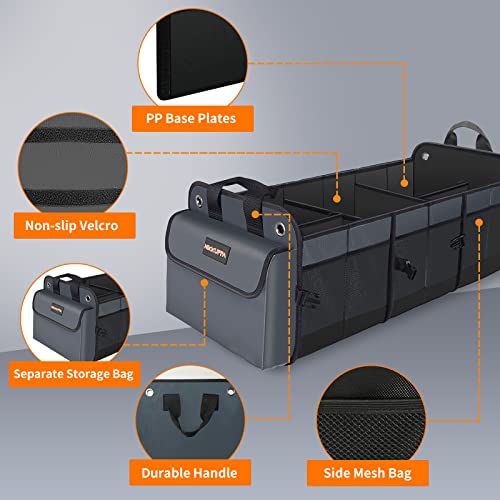 Mikkuppa Car Trunk Organizer With Cooler Bag, 5 Compartments Trunk Organizer For Car Portable Suv Trunk Organizers And Storage With 2 Adjustable Straps For Auto, Trunk, Outdoor, Miniva (Gray) #TOP3