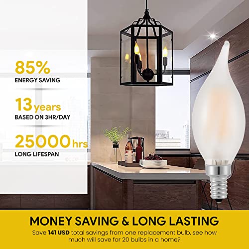Amdtu Frosted Chandelier Light Bulbs, Non-Dimmable E12 Led Light Bulbs 40 Watt Equivalent, 4W Candelabra Light Bulbs 2700K Soft White, Small Ceiling Fan Light Bulbs, 12 Pack #TOP4