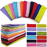 TIHOOD 12PCS Wicking Stretchy Athletic Sweatband/Sport Headbands/Head wrap/Yoga Headband/Head Scarf/Best Looking Hairband for Sports or Fashion,Towel Material