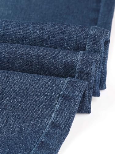 Jean large stretch taille haute à boutons Allegra K
