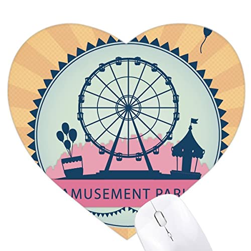 Tapis de souris en forme de coeur schéma roue noire parc d'attractions pour bureau