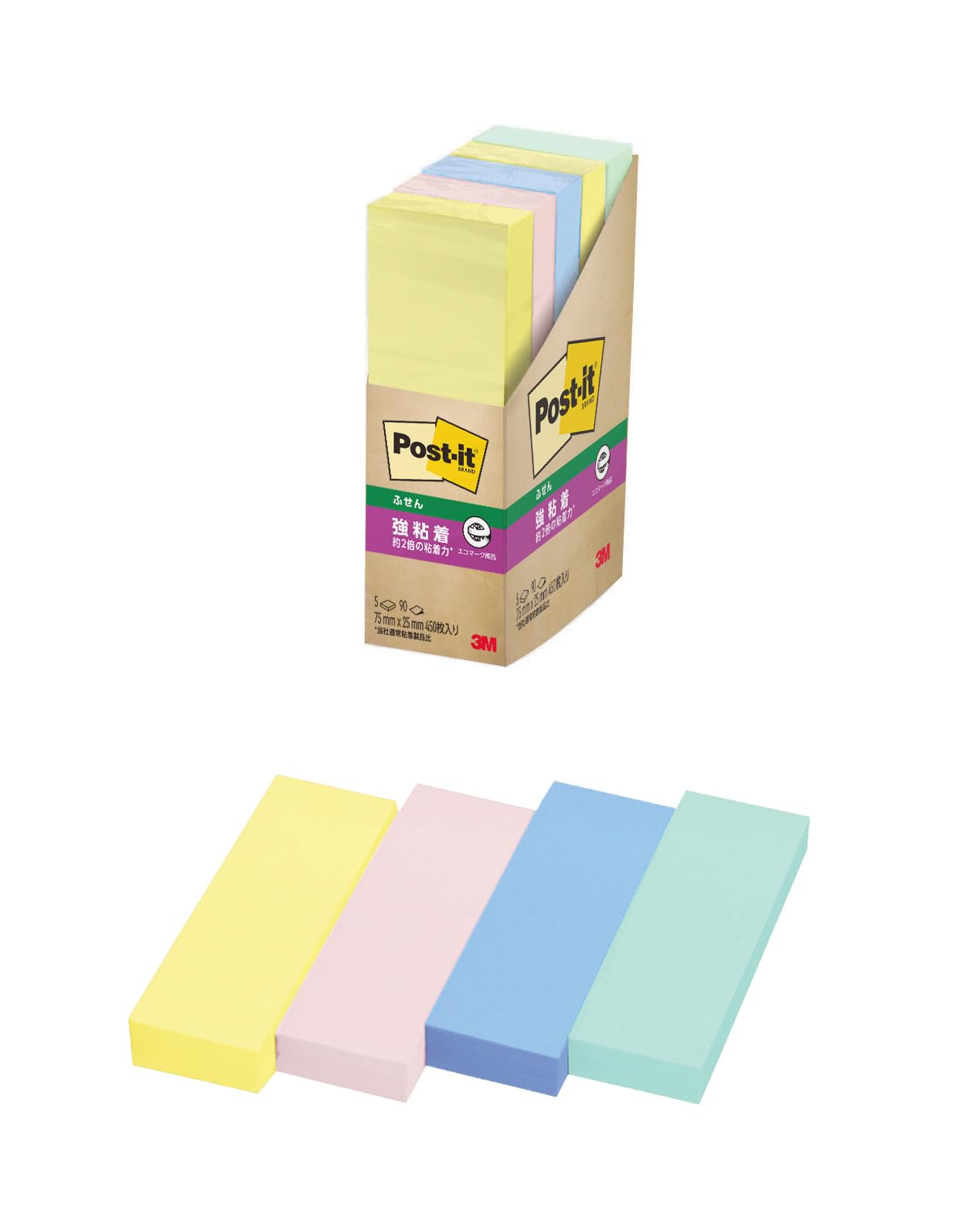 Amazon.co.jp: 3M ポストイット 付箋 強粘着 細い パステルカラー 75