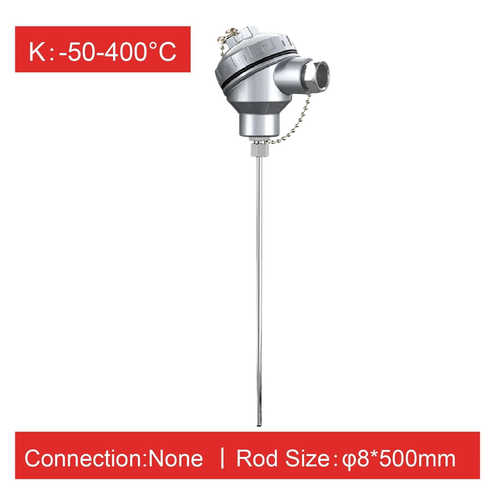 Sensor de temperatura PT100 de termopar tipo K WRNK-131, sonda blindada de acero inoxidable(PT100-8-500mm)