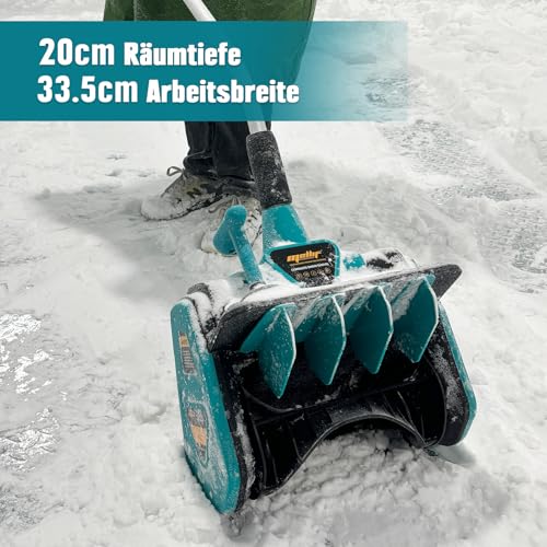Mellif Akku Schneefräse für Makita Akku 18V, elektrische Schneefräse, 900W kabellos Schneebürste bis 20cm Räumhöhe, 8m Wurfweite, 33.5cm Arbeitsbreite, 30° Einstellbar (Akku Nicht Enthalten)