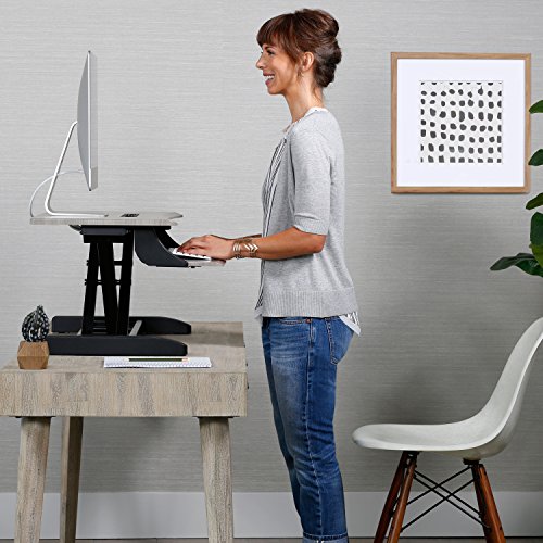 Image of Ergotron - WorkFit-Z Mini Small Standing Desk Converter, Laptop Sit Stand Desk Riser for Tabletops and Home Office - 31 Inch Width, Grey Woodgrain