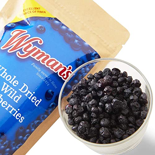 Wyman's Whole Dried Wild Blueberries - 100% Wild Blueberries, No Sugar Added, Snack Food, Topping, Baking, Resealable Bag - 4.5Oz #TOP1