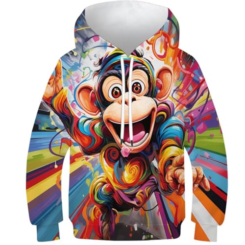Sweatshirt imprimé 3D Le Singe à manches longues : confort thermique pour ados