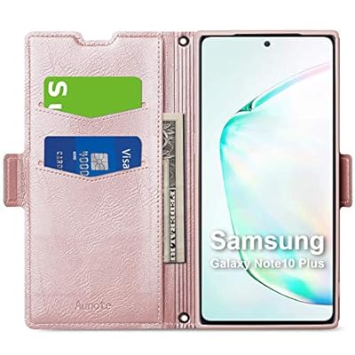 Aunote Samsung Galaxy Note 10 Plus Case, Samsung Note 10 Plus 5G Phone Case, Flip/Folio Cover - Wallet Style: Made of PU Leather and TPU Inner (Lightweight, Feels Good) - Full Protection. Rose Gold Aunote Samsung Galaxy Note 10 Plus Case, Samsung Note 10 Plus 5G Phone Case, Flip/Folio Cover - Wallet Style: Made of PU Leather and TPU Inner (Lightweight, Feels Good) - Full Protection. Rose Gold