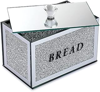 BTSKY 23*14*15cm Inside Sparky Glass Crystal Crushed Diamonds Bread Storage Box With Lid, Small Size