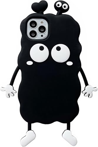 Bonita funda para iPhone 14 Pro de 6.1 pulgadas, funda 3D Kawaii de dibujos animados negra linda funda de silicona para teléfono, gruesa a prueba de disponible en Yaxa Peru