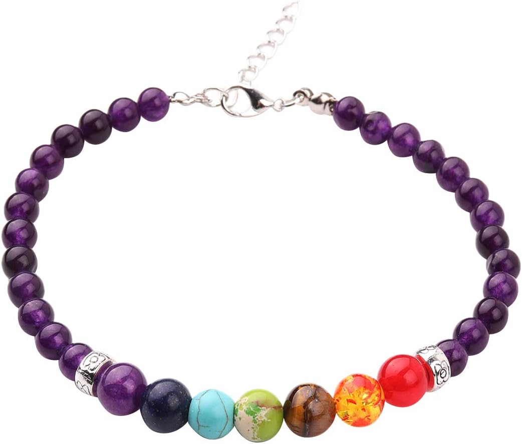 7 Chakra Anklet Bracelet Yoga Gift Chakra Anklet Boho Jewelry Amethyst Healing Anklet Bracelet Meditation Balance Chakra Anklet Energy Healing