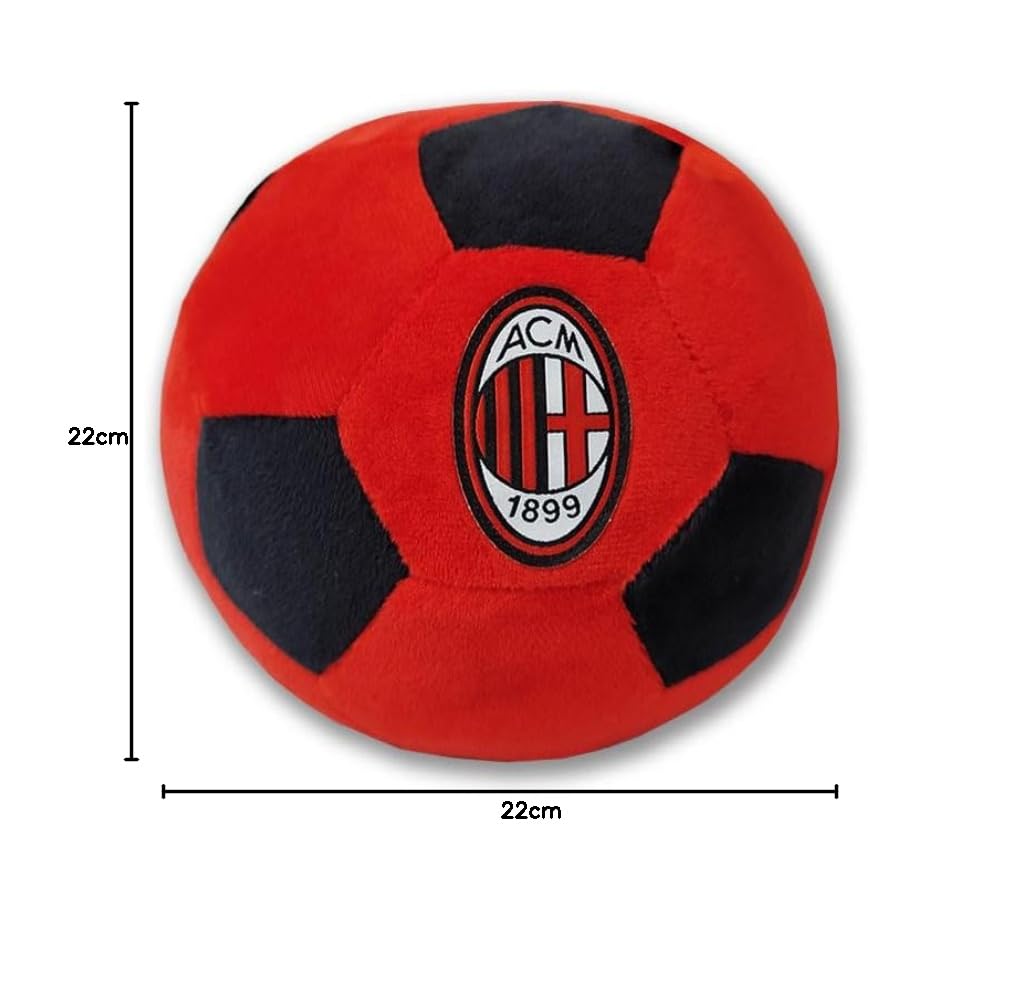 hermet Milan, Cuscino Palla Morbido Diametro 22 cm, Cuscino Rotondo Arredamento, Rosso Nero, Prodotto Ufficiale