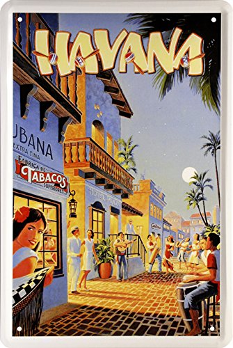 Night life en havana cuba rhum real caraïbes flair 20 x 30 1458 décoration métallique