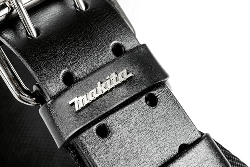 Makita E-15693 Schwerlast Ledergürtel schwarz, 138 cm lang, Ledergürtel aus Rindsleder, Echtleder, 40 mm breit, verstärkt mit Doppelstiftschnalle, modernes Design für Privat oder Arbeit