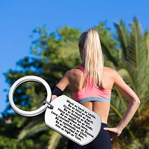 Image of CENWA Work as hard as Leslie Be as kind as Ann Keychain Funny Fans Gift