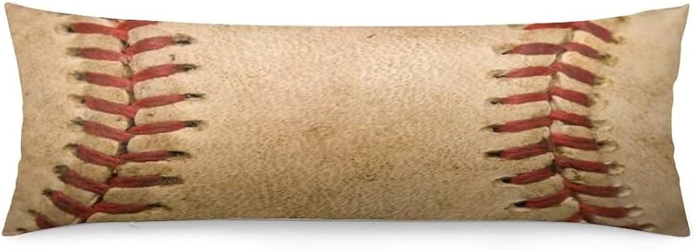 Sport Theme Body Pillow Cover Sports Baseball Worn Ball Laces Softball Laces Long Pillow Case with Zipper Decorative Soft Bedding Pillowcase Retro Cushion Pillow Covers for Couch,Bedroom 20"x54"