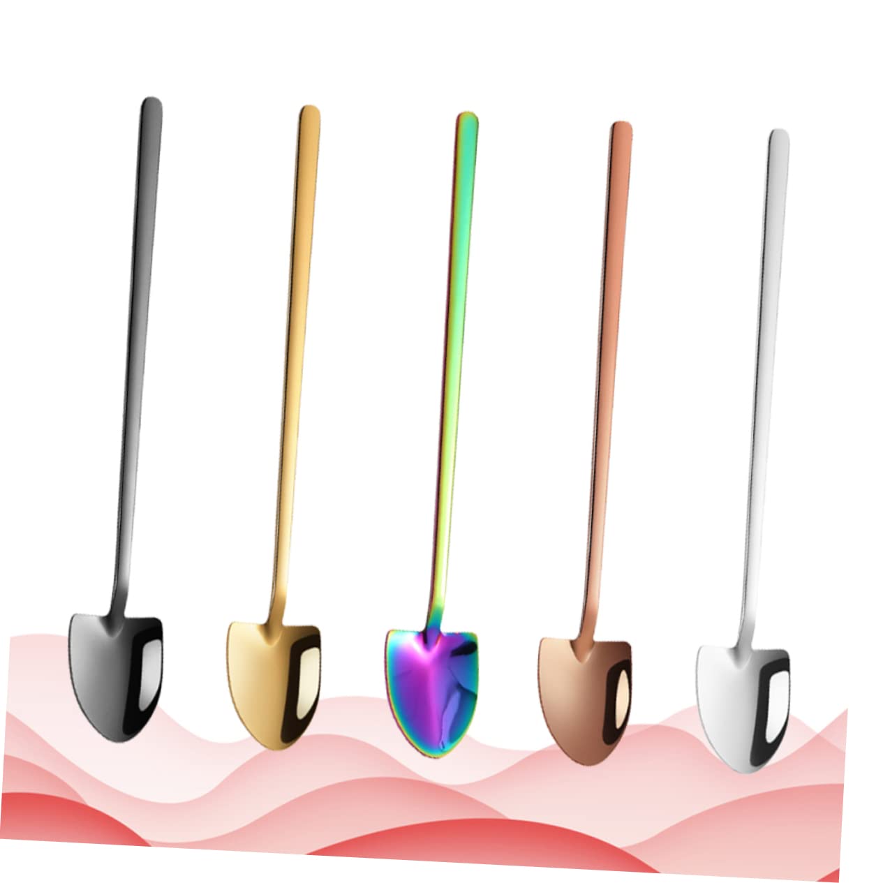 DECHOUS 5pcs Novelty Metal Spoon Creative Coffee Spoon Mini Scoops Mini Ice Scoop Cappuccino Spoon Cocktail Stirring Coffee Spoons Stirring Spoon Stainless Steel Dessert Spoon