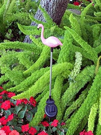 Outdoor Garden Set of 2 Pieces Solar Powered Garden Yard Stake Color Change abilities LED Light Flamingo...
