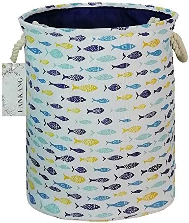 FANKANG Storage Baskets,Collapsible & Convenient Nursery Hamper/Laundry Bin/Toy Collection Organizer for Kid's Room (Round Fish)