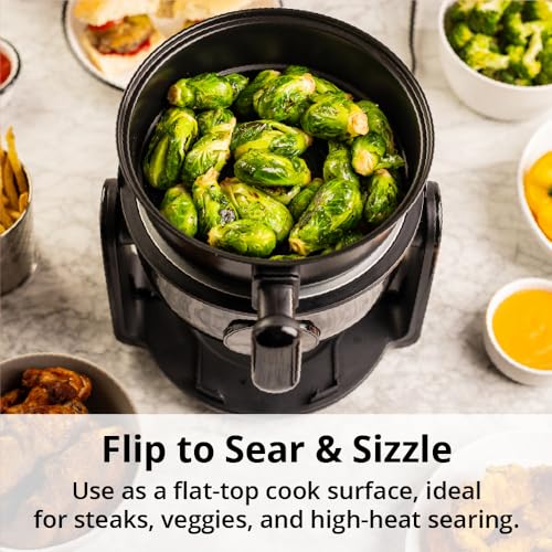 Image of Aria Air Fryer, Non-Stick Ceramic Build, Dishwasher Safe Ceramic Non Toxic Large Sized Airfryer Basket, Touchscreen Display & Auto Shutoff, BPA & Teflon Free with Cookbook (4 Qt Flip Flop (2+2))