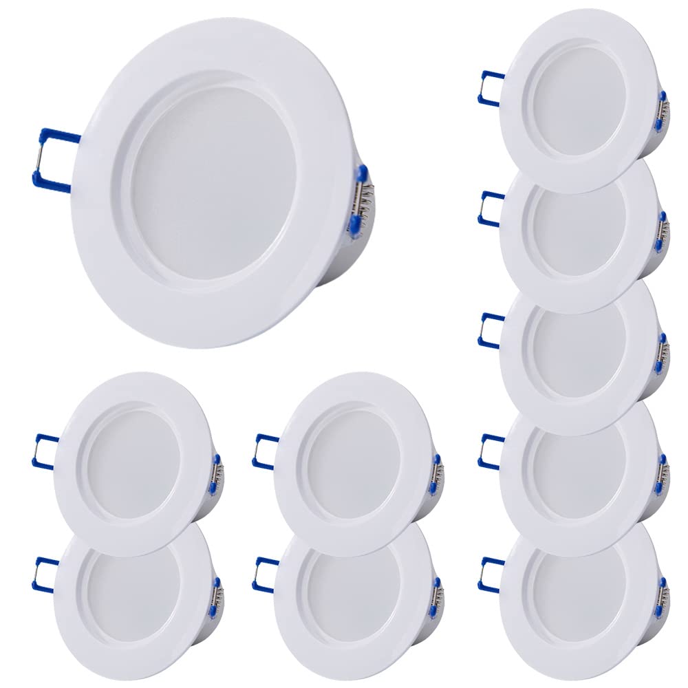 YNBSHGAA 10 Pcs Ultra-Thin LED Downlight, Baffle Trim 5W, 9W, 12W, 15W, 20W Round Panel Light Recessed Spotlight Daylight Retrofit Downlight 3000K/4000K/6000K Selectable,12w-4000K