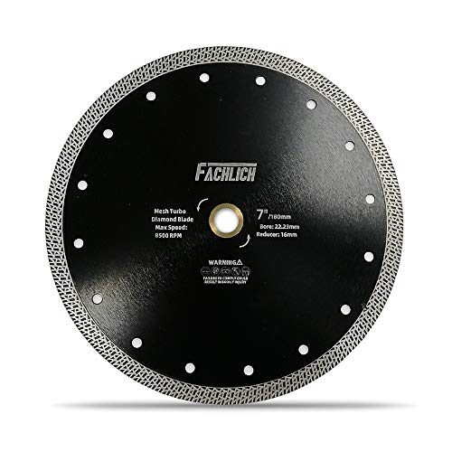 FACHLICH Diamond Cutting Disc,180mm Diamond Saw Blade with Mesh Turbo for Porcelain Tile Ceramic Granite Marble