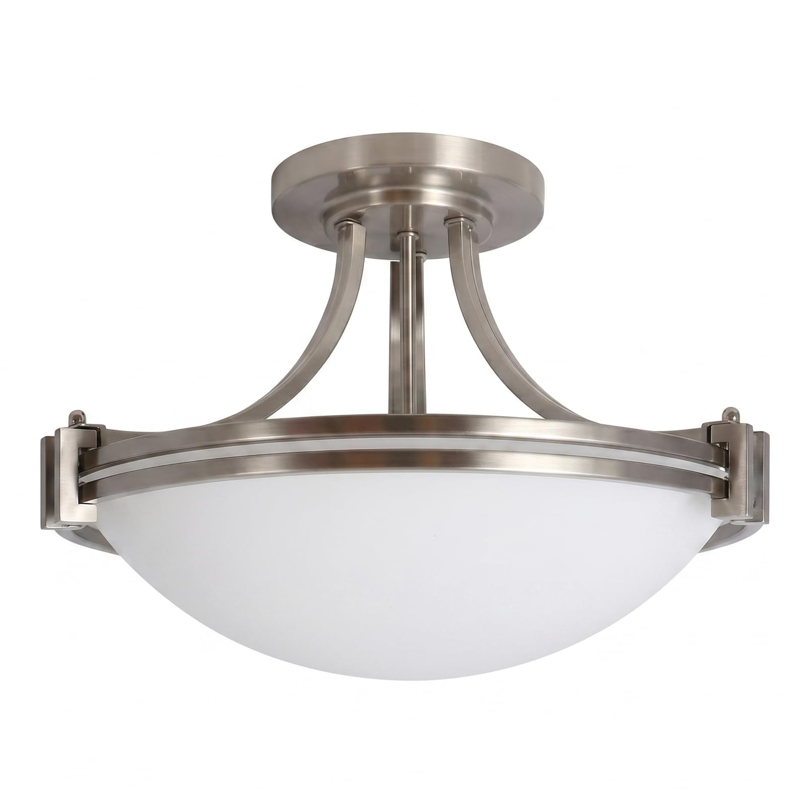 Bektas 16 inch Brushed Nickel Semi Flush Mount Ceiling Light Fixture