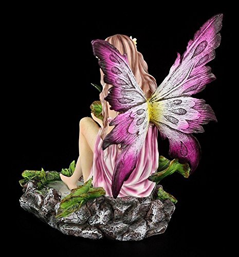 Figuren Shop GmbH Elfenfigur sitzt an Teich mit Kolibri - Fantasy