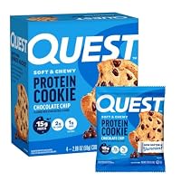 Quest Nutrition Chocolate Chip Protein Cookie, 15g Protein, 1g Sugar, 2g Net Carbohydrates, Keto Friendly, High Protein, Low Carb; Pack of 4