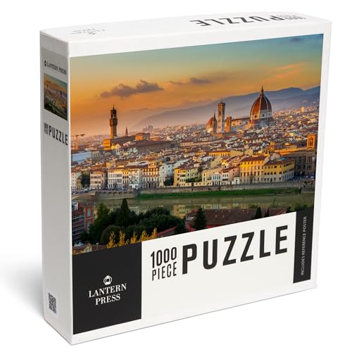Lantern Press “Florence, Italy – Sunset View of The Duomo & City” 1000 Piece Jigsaw Puzzle for Adults, Made in USA, Premium Blue-Board, Includes Full-Color Reference Poster