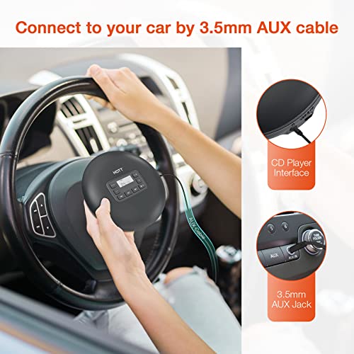 Hott Portable Cd Player For Home Travel, Cd Player Portable With Stereo Earphones And Anti Shock Protection, Walkman Cd Player With Headphones And Aux Cable #TOP2