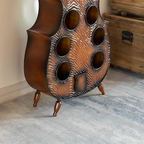 Vintiquewise Cello-Shaped Wine Holder 10-Bottle Freestanding Metal Rack Vintage Decorative Storage Organizer Musical Ornament Display Stand by Vintiquewise - Image 3