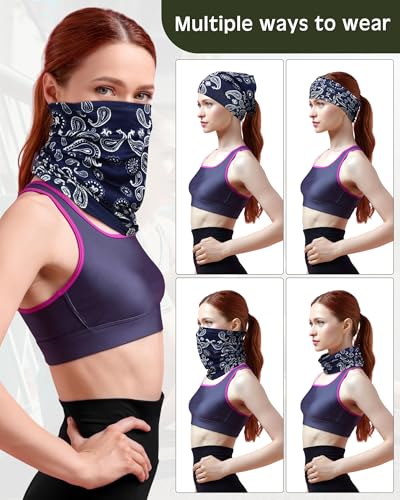 Image of Cuffbow 12 Pack Men Balaclava Neck Gaiter Cooling Breathable Face Mask UV Protection Scarf Hiking Bandana for Men /Women