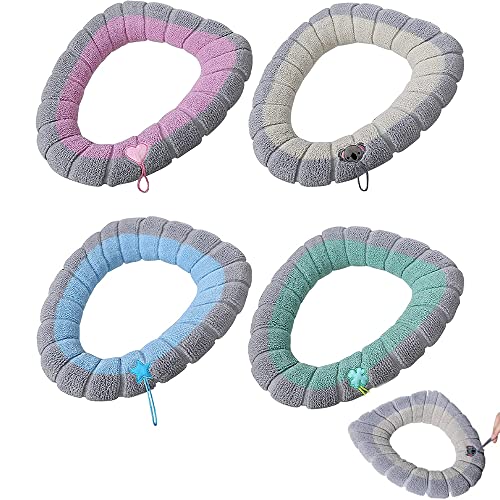 luou 4 Pcs Housse de Siège de Toilette Tissu en Peluche,Coussin Toilette Douce et Chaude Housse de WC lavables,Siège de Toilette Chaud d'hiver avec poignée Universel-31cm Gris LO00045 Cover