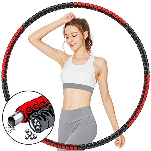 TvvaaFog Aro de hula hoop, versão atualizada, para adultos, fitness, núcleo de aço inoxidável, para perda de peso e massagem abdominal, 6 a 8 secções removíveis com espuma premium