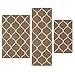 Maples Rugs Rebecca Contemporary Kitchen Rugs - Non Skid Accent Area Rug Set [Made in USA], Café Brown/White, 3pc Accent Set, 3PC Small Rugs SET (Kitchen Rug Set -Rebecca)