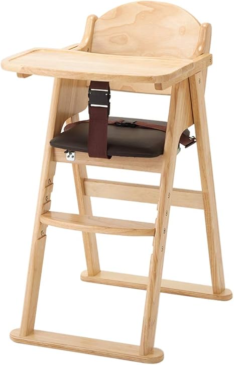 Amazon Co Jp タンスのゲン クッション付 ベビーチェア ハイチェア 折り畳み テーブル 腰ベルト付き 木製 天然木 足置き板4段階高さ調節 コンパクト メーカー Katoj ベビー マタニティ