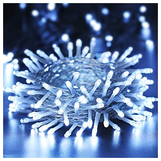 Guirlande Lumineuse 10M 100 LED BrizLabs Lumières de Noël Intérieur Batterie, 8 Modes Etanche avec Minuterie Fairy Lights pour Décoration Maison, Fête, Noël, Mariage, Câble Transparent, Blanc Froid