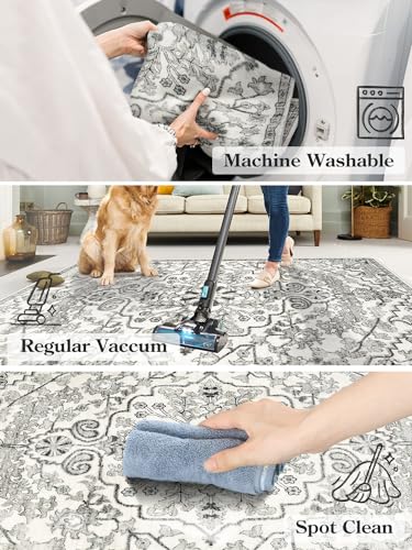 Lahome ASIN Bohemian Round Area Rugs, Washable Small Round Rug 3Ft Soft Non-Slip Circle Rugs For Entryway, Low Pile Non-Shedding Print Indoor Carpet For Kitchen Laundry Bathroom thumb #5