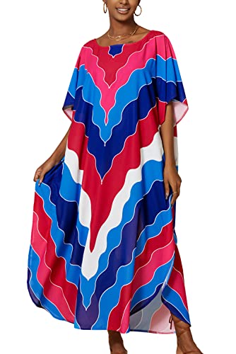 YouKD Vestido largo caftán bohemio para mujer, pareo de tipo kimono espacioso, talla única, ropa de estar por casa, Talla única