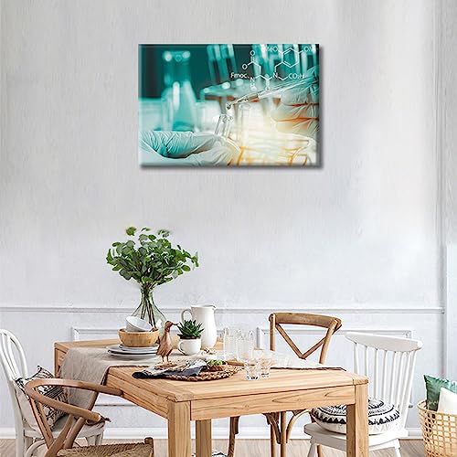 Image of 1 Panel Medical Wall Decor Poster Laboratory Wall Decor for Bedroom Scientist Hand Holding Test Tubes Laboratory Research Giclee Wooden Framed Gallery-Wrapped Ready to Hang (12 inch Wx18 H)