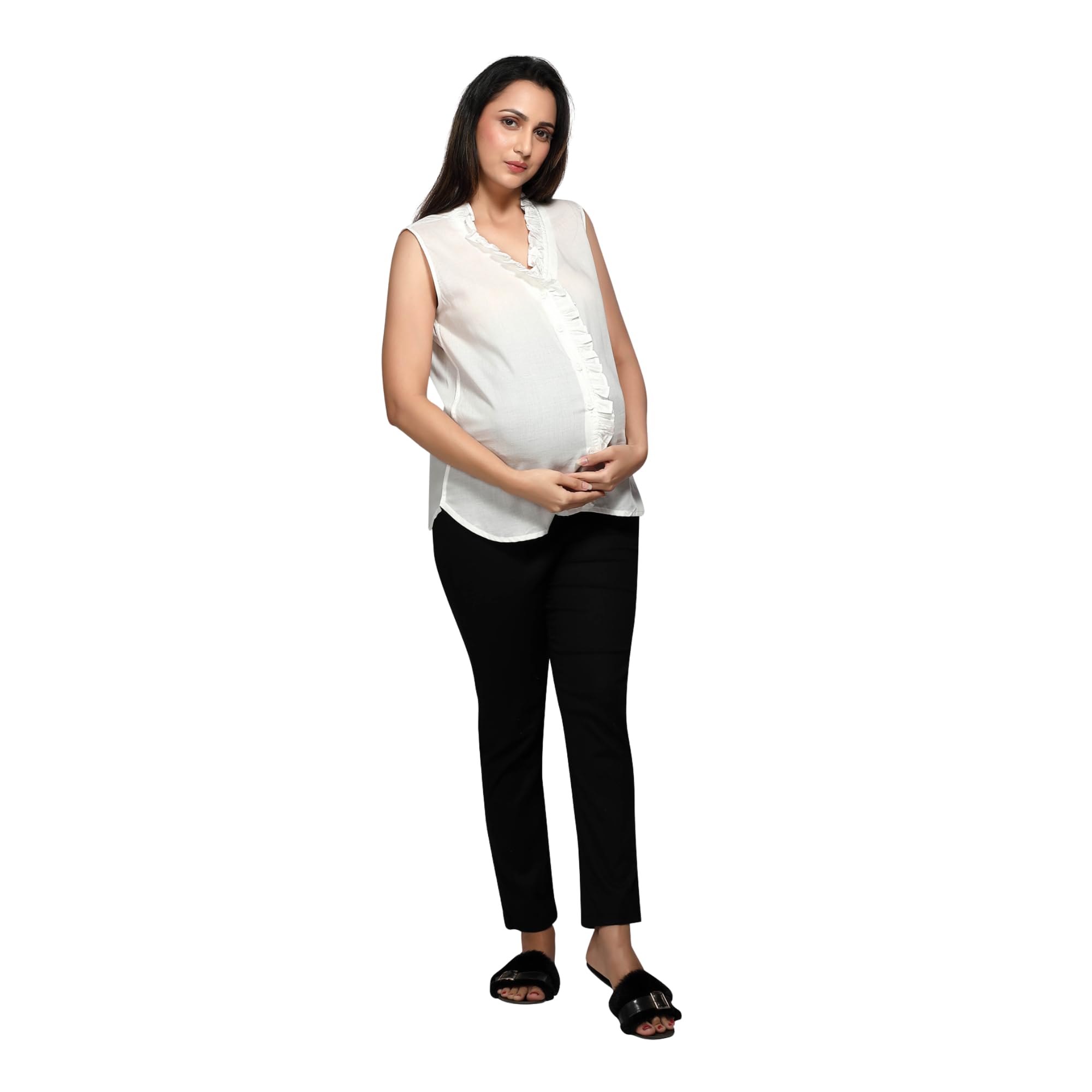White Soft Rayon Maternity Shirt-picture-14