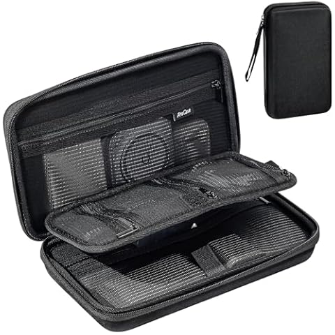 ProCase Large Hard Travel Electronic Organizer Case for MacBook Power Adapter Chargers Cables Tech Organizer Hard Drive USB Flash Disk SD Card Portable Electronics Accessories Bag -Black Cover