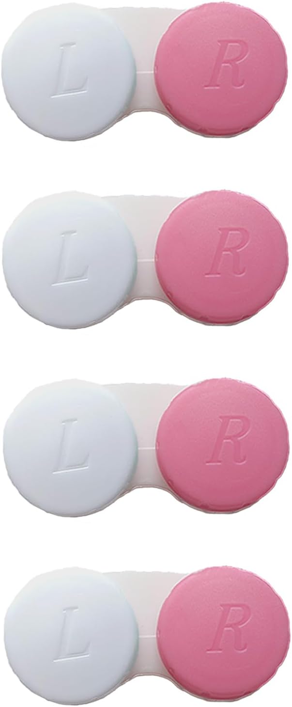 4 Pack Contact lens case Bulk Contact Lens Soak Storage Box Holder Container(Pink)