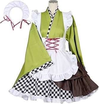 Amazon.co.jp: 大正浪漫 和風 メイド服 グリーン コスチューム