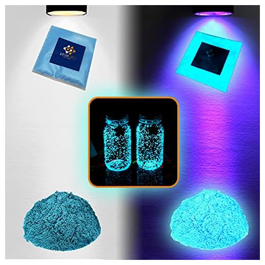 Pigmento additivo polvere ULTRA fluorescente - UV luminescente - si illumina al buio - per resine epossidiche - per creazioni artistiche, fai-da-te e bricolage 20g (Azzurro Fluo)