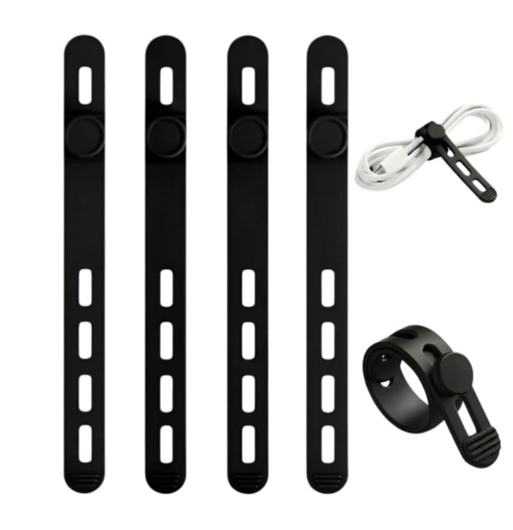 12 Pack Adjustable Silicone Cable Ties Non Slip Reusable Cord Organiser