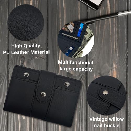 Women Wallet, PU Leather Bifold Wallet Purse Wallets for Women with Buckle, Multiple Slots Ladies Wallet with Detachable Card Pack for Working, Travelling(Pink)3